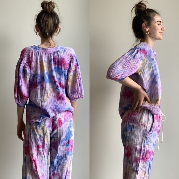 New 9Seed Fire Island Pants Wildflower Tie Dye M/L - Picture 3 of 16